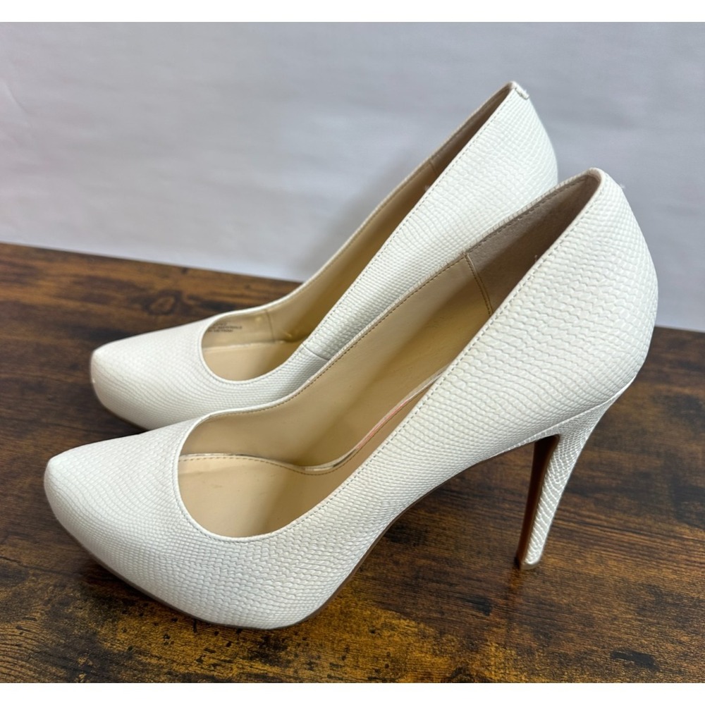 Jessica Simpson Parisah Cream Faux Snakeskin Textured Platform Pumps Heels 11 M - Picture 5 of 16